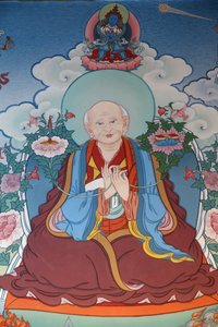 Templo de los Mil Budas Dashang Kagyu Ling, monje rezando, La Boulaye, Francia de Unbekannt