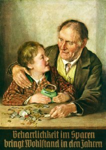 La tenacidad en el ahorro trae prosperidad en los años. Publicidad de Sparkasse de Unbekannt
