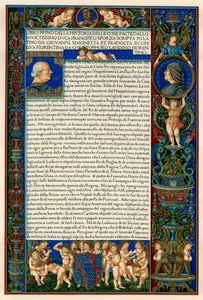 Página de texto con retratos de Francesco Sforza