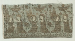 Fragmento textil con la Anunciación, 1370-1400 de Unbekannt