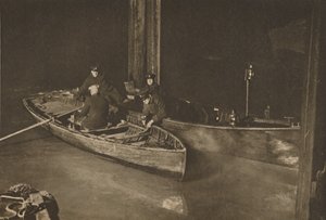 Policía del Támesis en la patrulla nocturna que protege la seguridad del río, c. 1935 de Unbekannt