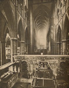 El gran interior de la abadía: mirando al oeste desde la capilla del confesor, c1935 de Unbekannt