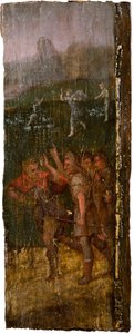 El ángel apareciendo a los pastores en el fondo, 1600