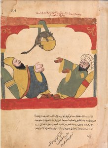 El asceta y su invitado con el ratón roban la comida del asceta, Folio de un Kalila