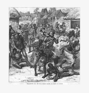 La Guerra de Ashantee: la Brigada Naval despejando las calles de Coomassie, 1874 de Unbekannt