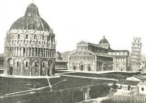 El Baptisterio, la Catedral y la Torre Inclinada, Pisa, Italia, 1895