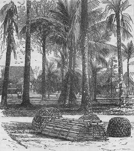 Los Cuarteles en la Residencia, con las tumbas del Sr. Birch y el Capitán Innes, 1876, c. 1880 de Unbekannt