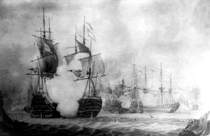 La batalla en el Cabo de San Vicente, siglo XIX de Unbekannt