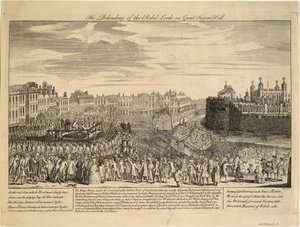 La decapitación de los rebeldes jacobitas en Tower Hill, 1746 de Unbekannt