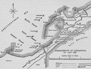 El bombardeo de Alejandría: Mapa esquemático, 1902