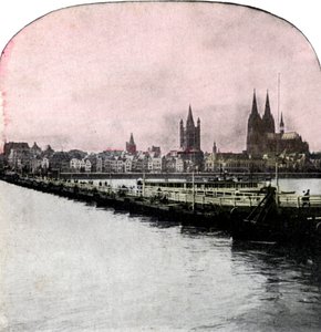 El puente de barcos sobre el Rin, Colonia, Alemania, principios del siglo XX de Unbekannt