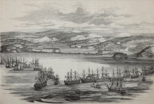 El escuadrón británico-francés en Sebastopol, ca. 1855 de Unbekannt