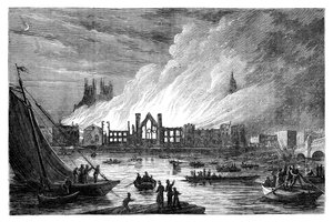 El incendio de las Casas del Parlamento, Londres, 1834 de Unbekannt
