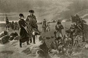 El campamento en Valley Forge. Capas de oficiales y mantas holandesas para soldados, c1777, 1937
