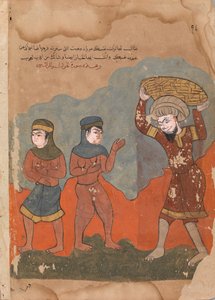 El Campesino Cautivo con sus Dos Esposas, Folio de un Kalila wa Dimna, siglo XVIII de Unbekannt