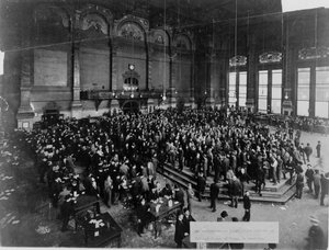 La Junta de Comercio de Chicago en sesión, c. 1900
