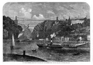 El puente colgante de Clifton sobre el río Avon, 1864 de Unbekannt