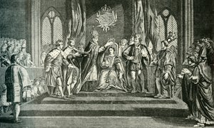 La coronación de Ana Bolena con la corona de San Eduardo, 1902