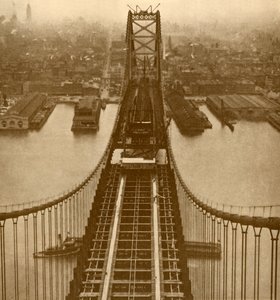 El Puente Colgante del Río Delaware, c1930 de Unbekannt