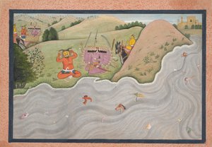 El Demonio Marichi Trata de Disuadir a Ravana... de una serie dispersa de Ramayana, ca. 1780
