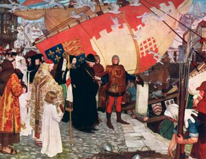 La partida de John y Sebastian Cabot en su primer viaje de descubrimiento en 1497, 1906 de Unbekannt