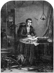 El Duque de Wellington escribiendo los despachos después de la Batalla de Waterloo, 1815, 1852 de Unbekannt