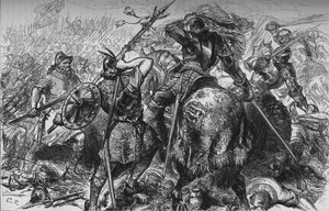 La lucha por el estandarte en Pinkie, 10 de septiembre de 1547, c. 1880 de Unbekannt