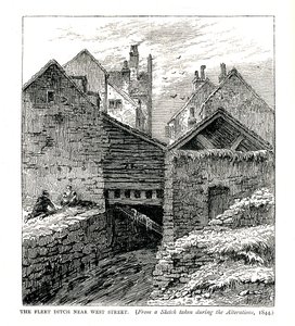 El canal Fleet cerca de West Street, durante las alteraciones, 1844