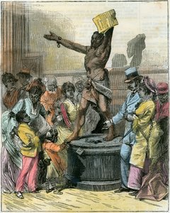 El esclavo liberado, estatua en el Salón Memorial, Exposición del Centenario, Filadelfia, EE.UU., c. 1876