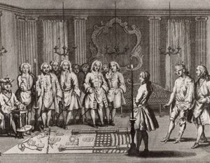 Ceremonia de iniciación de los masones franceses, siglo XVIII