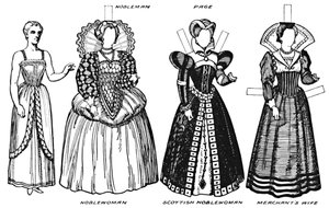 La Galería del Traje Británico: Vestido usado a finales del siglo XVI, c. 1934 de Unbekannt