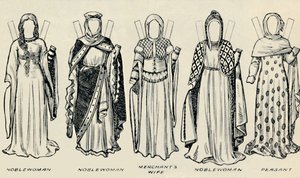 La galería del traje histórico: los vestidos usados en los días de Ricardo I, c1934 de Unbekannt