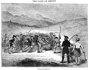 El juego de Shinty, siglo XVIII o XIX