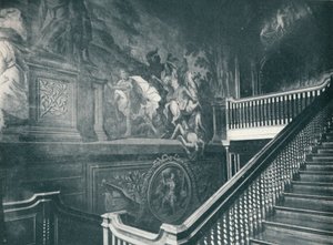 La Gran Escalera, mostrando las pinturas murales de Thornhill, Stoke Edith, c1909 de Unbekannt