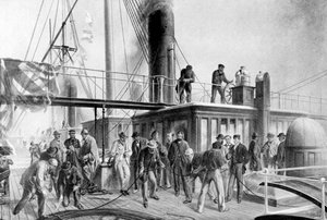 El Great Eastern recuperando el cable atlántico perdido, 1866, c. 1920