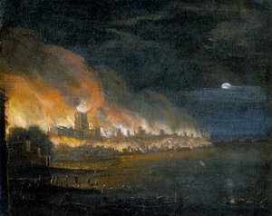 El Gran Incendio de Londres, 1666, c1666 de Unbekannt