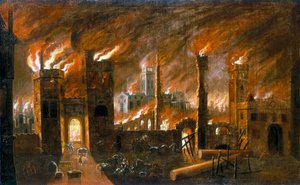 El Gran Incendio de Londres, 1666, c1675