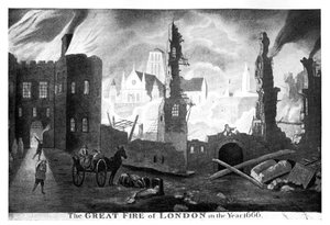 El Gran Incendio de Londres en el año 1666 de Unbekannt