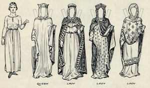 La Gran Galería del Traje Británico: Vestidos variados usados en tiempos normandos, c. 1934 de Unbekannt