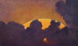 El destello verde al atardecer, el color prismático más raro refractado por la atmósfera, c. 1935 de Unbekannt