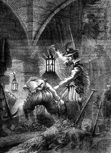 Los conspiradores de la Conspiración de la Pólvora en acción, c. 1902 de Unbekannt