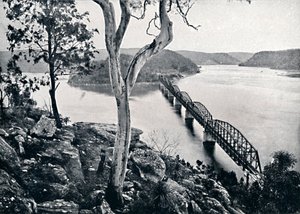 El río Hawkesbury y el puente, c. 1900 de Unbekannt