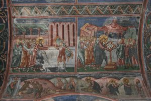 La curación en Capernaum y otras escenas de la vida de Cristo, siglo XIV de Unbekannt