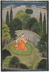 La heroína que espera ansiosamente a su amante ausente Utka Nayika, c. 1760-1765