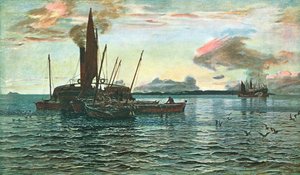 El mercado de arenques en el mar en Loch Fyne, Argyll, 1884 de Unbekannt
