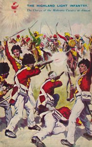 La Infantería Ligera de las Tierras Altas. La carga de la caballería Mahratta en Assaye, 1803, 1939 de Unbekannt