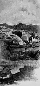 Las Aguas Termales cerca del Río Gardiners, 1883 de Unbekannt