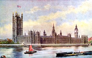 Las Casas del Parlamento desde el Palacio de Lambeth, Westminster, Londres, c1905 de Unbekannt