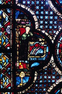 La posada, vidriera, Catedral de Chartres, Francia, 1205-1215 de Unbekannt