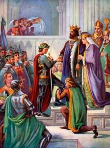 La Investidura del Príncipe Negro como Caballero de la Jarretera, 1348, c1920 de Unbekannt